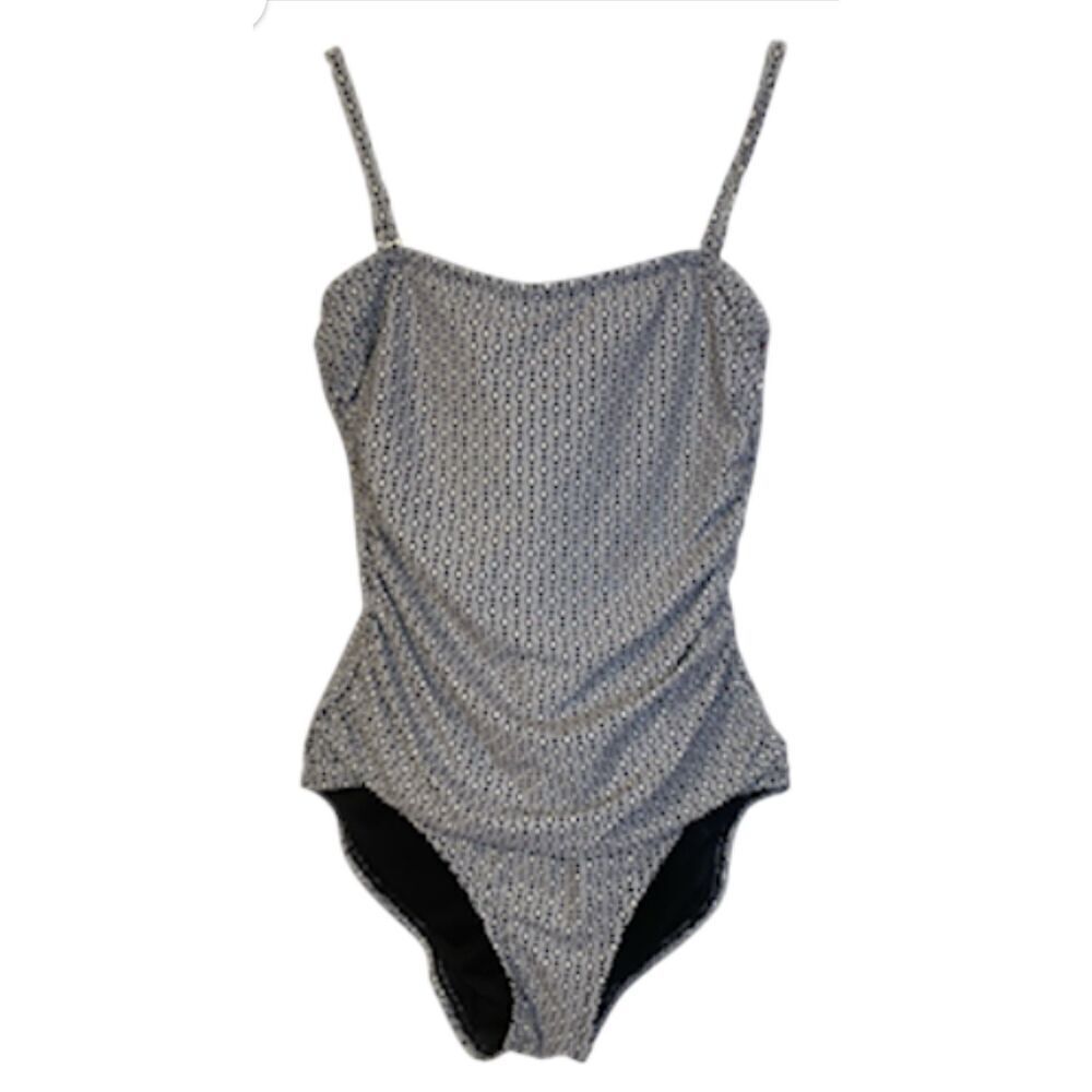 DKNY One Piece Swim Suit Adjustable Straps Sz. M Bra Blue/White - Picture 5 of 13